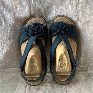 Hotter Navy Sandals with Floral Accent